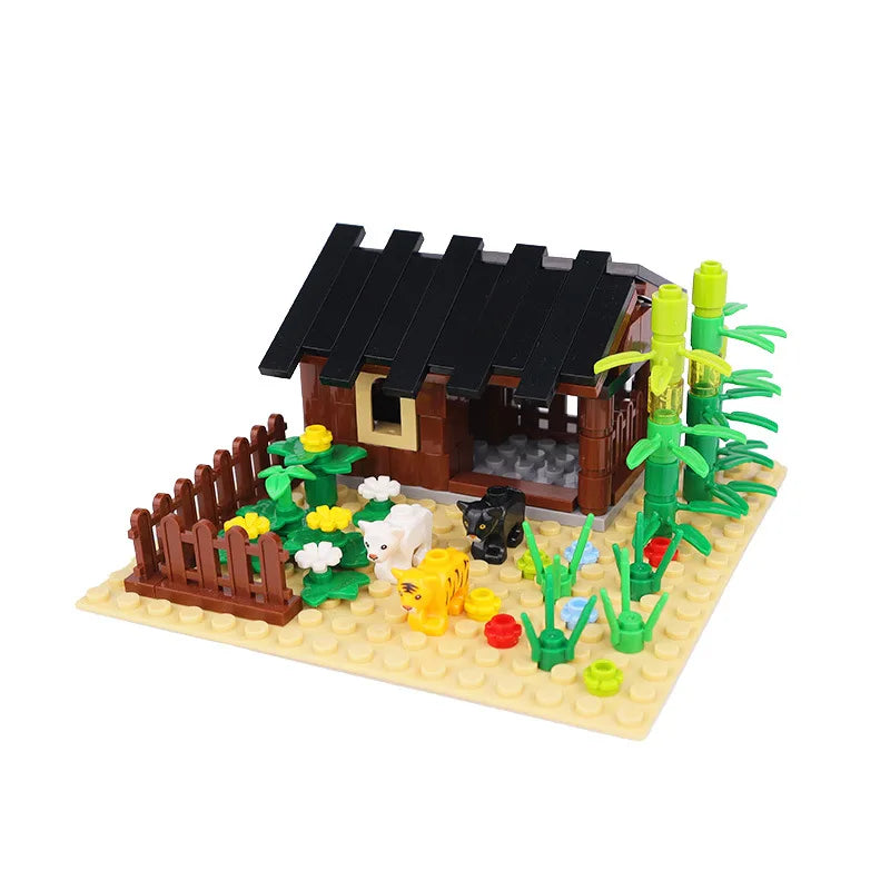 Farm MOC Building Blocks Animal Parts Pasture Bricks Kits Toys Chicken Coop Pig House Bullpen Birdhouse Compatible With LEGO