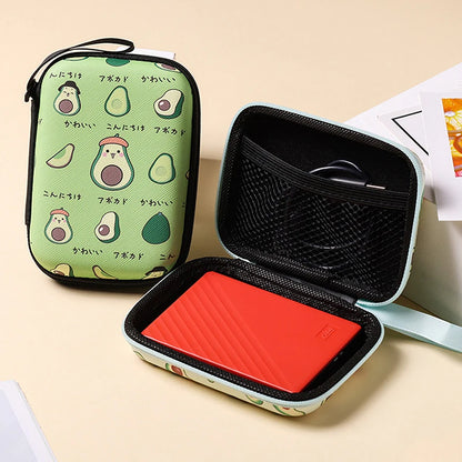 Cute Cartoon Fruit Pattern Headphone Data Cable Storage Bags Charger Power Bank Rectangular Box Zipper Bag Pocket Pouch