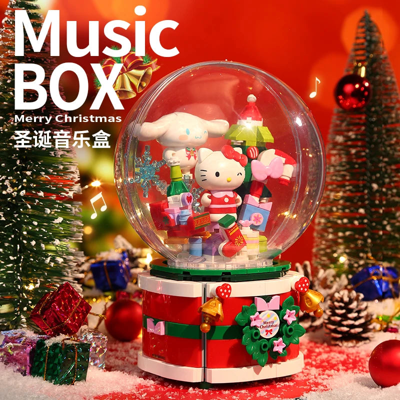 New Keeppley Sanrio Building Blocks Cinnamoroll Music Box Desktop Decoration Puzzle Assembling Model Toys Kids Birthday Gifts