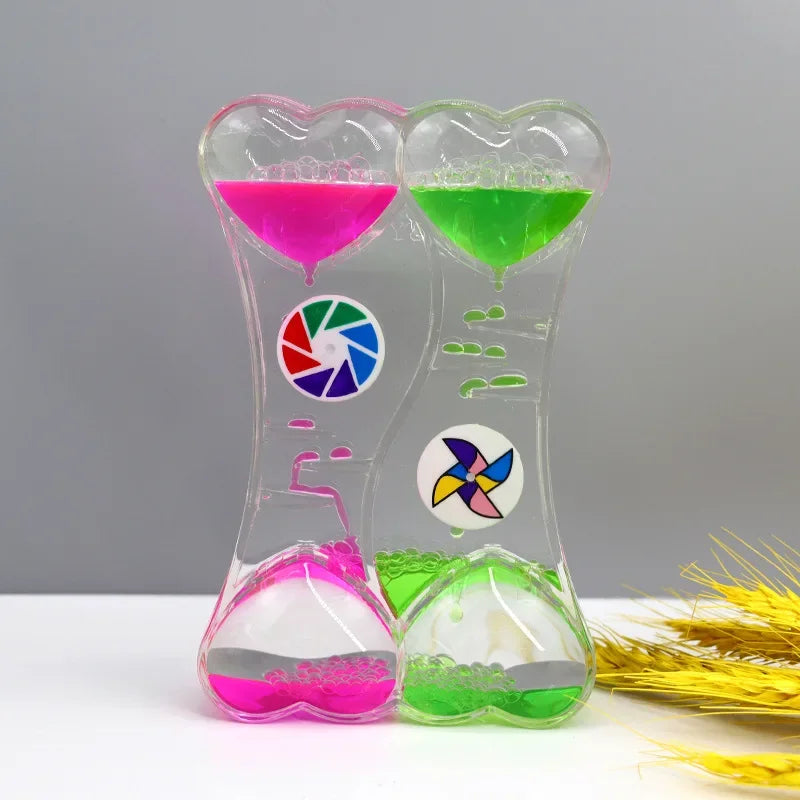 Liquid Oil Leakage Drops Peach Heart Acrylic Plastic Decoration Crafts Hourglass Student Gifts Children's Toy Festival