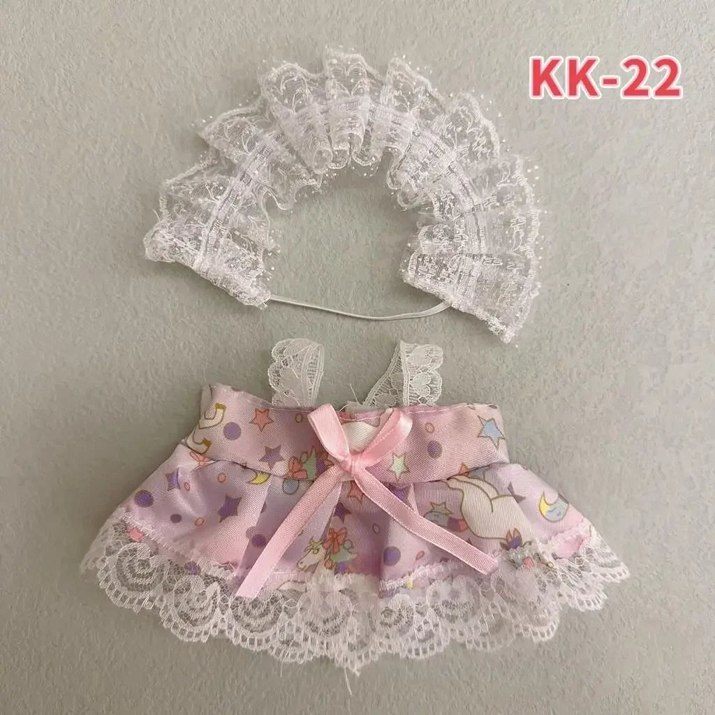 20cm doll replacememt clothes for 17cm Labubu outfit cotton doll cute and sweet Lolita dress  small skirt