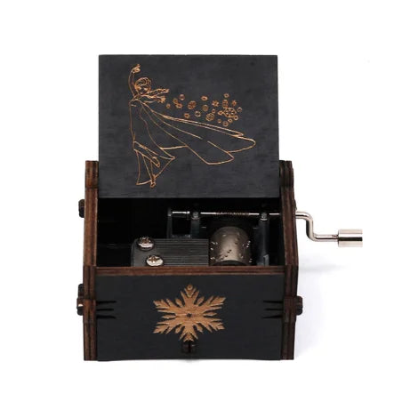 All Black Wholesale Antique Carved Wooden Hand Crank Spirited Away Music Box Christmas Gift Birthday Gift Party Decoration