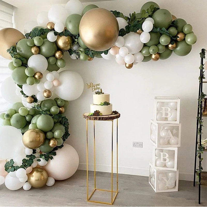 152pcs Bean Green Gold White Balloon Garland Arch Kit for Baby Shower Bridal Shower Wedding Birthday Party Christmas Decoration