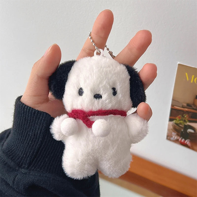 Cute Plush Dog Pandent Keyring For Girls Cartoon Dog Doll Keychain Women Gifts Creative Car Bag Decoration Decor