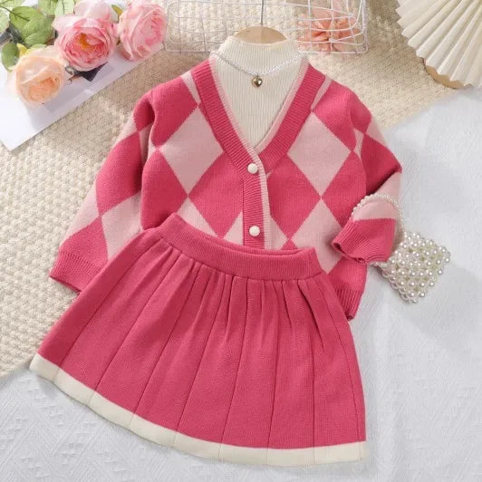 Menoea  Clothes Set Spring Autumn Plaid Vest Dress Retro Outwear Coat 2 Pcs Fashion Baby Party Dress with Bag Outfits