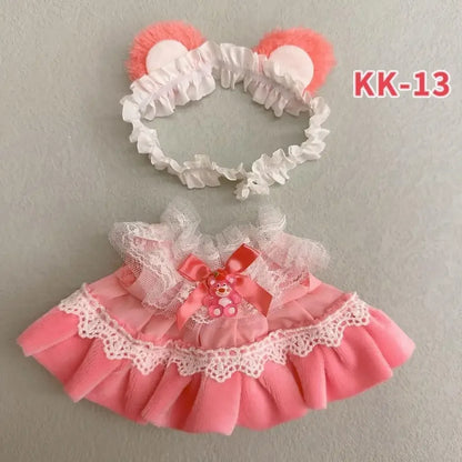 20cm doll replacememt clothes for 17cm Labubu outfit cotton doll cute and sweet Lolita dress  small skirt