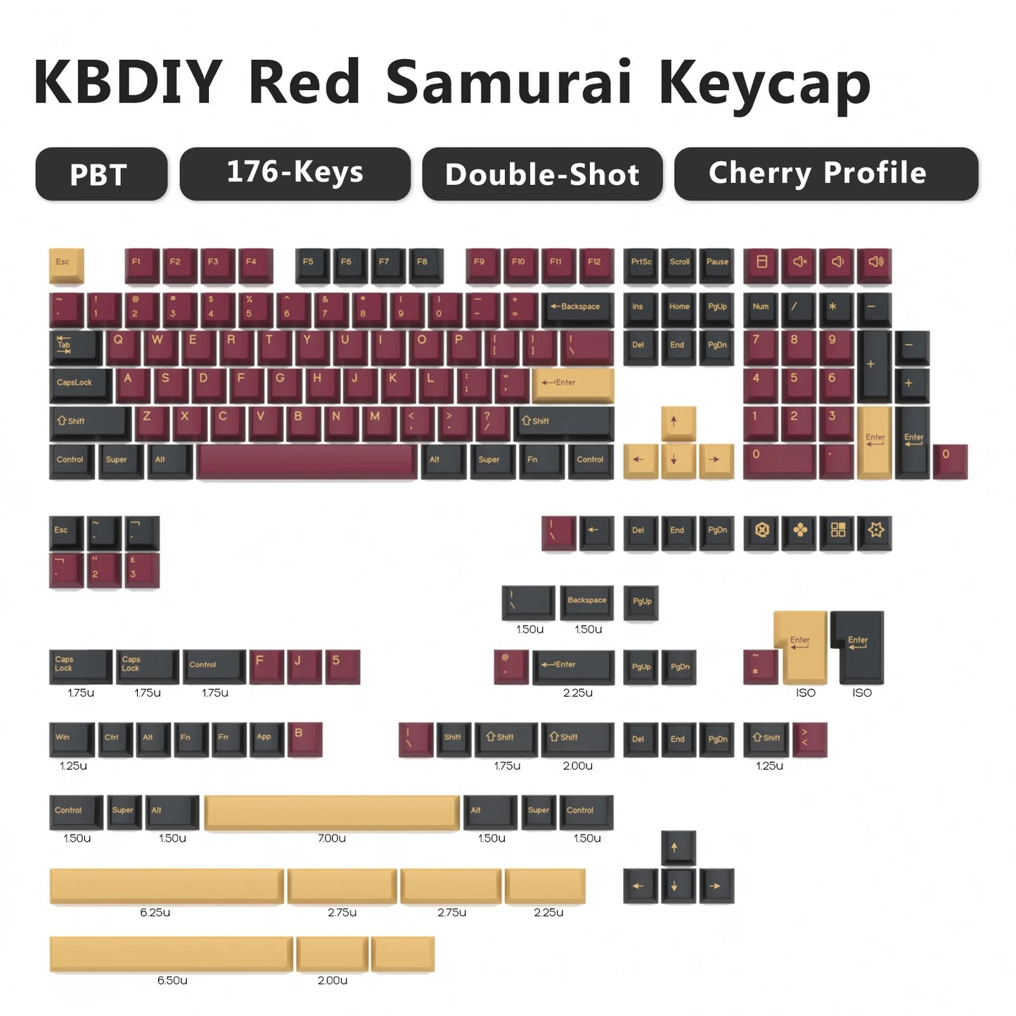 KBDiy GMK Keycap Double Shot GMK Olivia Shoko Jamon WOB Red Samurai Botanical PBT Keycaps Cherry Profile for Mechanical Keyboard