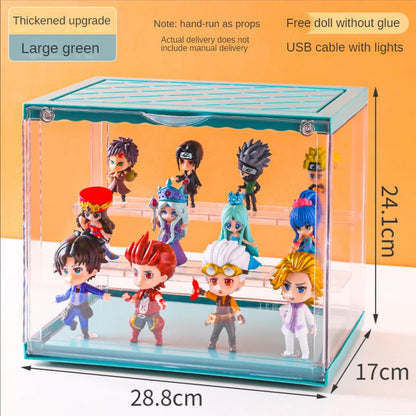 Magnetic storage box with lights, display acrylic cartoon dolls, suitable for POP MART collection, dustproof and waterproof