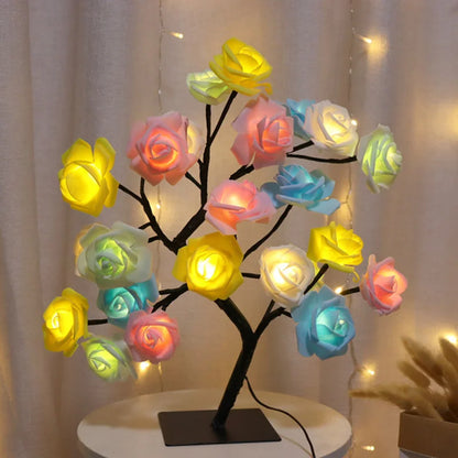 LED Rose Flower Table Lamp USB Christmas Tree Fairy Lights Night Lights Home Party Wedding Bedroom Decoration Mother's Day Gift