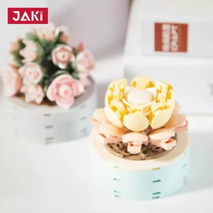 JAKI Blocks Teens Building Toys Bricks Girls Flowers Potted Plant Puzzle Home Decor Artificial Flowers Women Gift JK2710