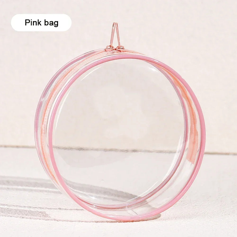 12/14cm Multi-color Doll Storage BagTransparent Round Doll Bag Circular Hanging Outdoor Doll Display Bag with Keychain