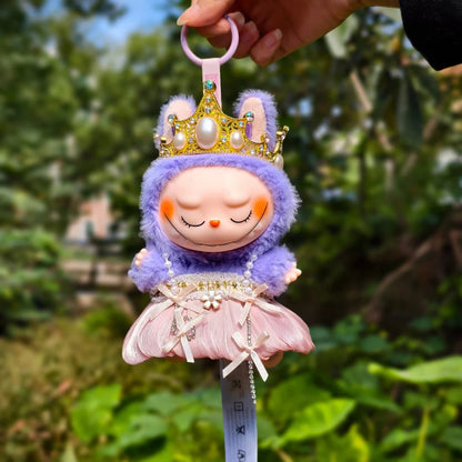 17cm Labubu Idol Dolls Retro Crown Headwear Princess Queen Wedding Dress Cute Korea Kpop Exo Hoodie Plush Doll's Accessories