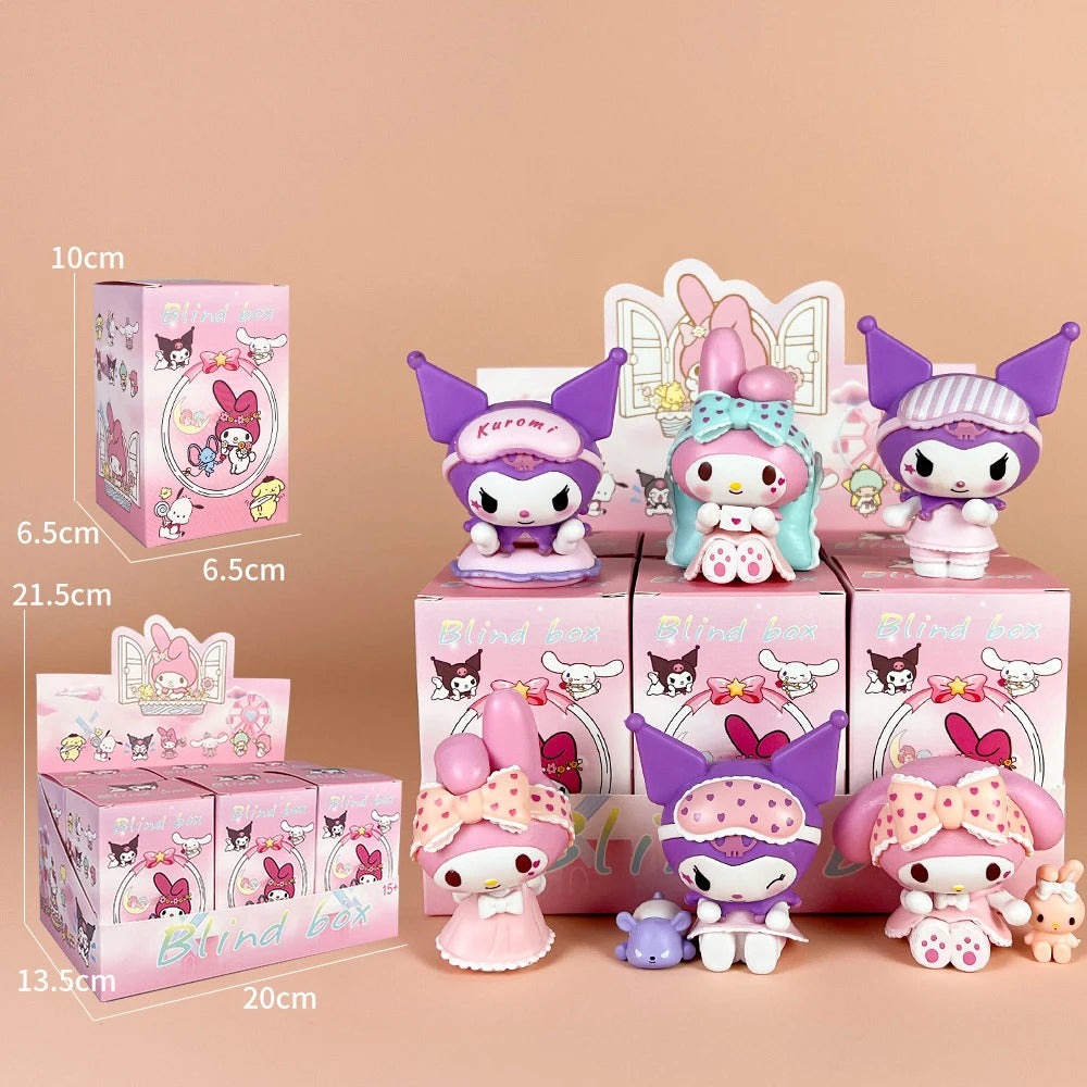 Sanrio Figure Blind Box Cute Kuromi My Melody Figures Toy Pajamas Series Collection Home Decorate For Children Christmas Gift