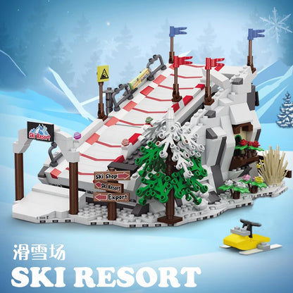 Loz Creative Winter Ski Resort Building Block MOC Small Particle Assembly Sets Friends Ski Park Puzzle Toys For Kids Gifts Adult