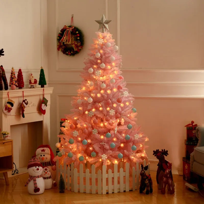 Pink Christmas Tree 210cm/180cm/150cm Large Artificial Xmas Tree Retardant Fir Tree for Рождество Navideño