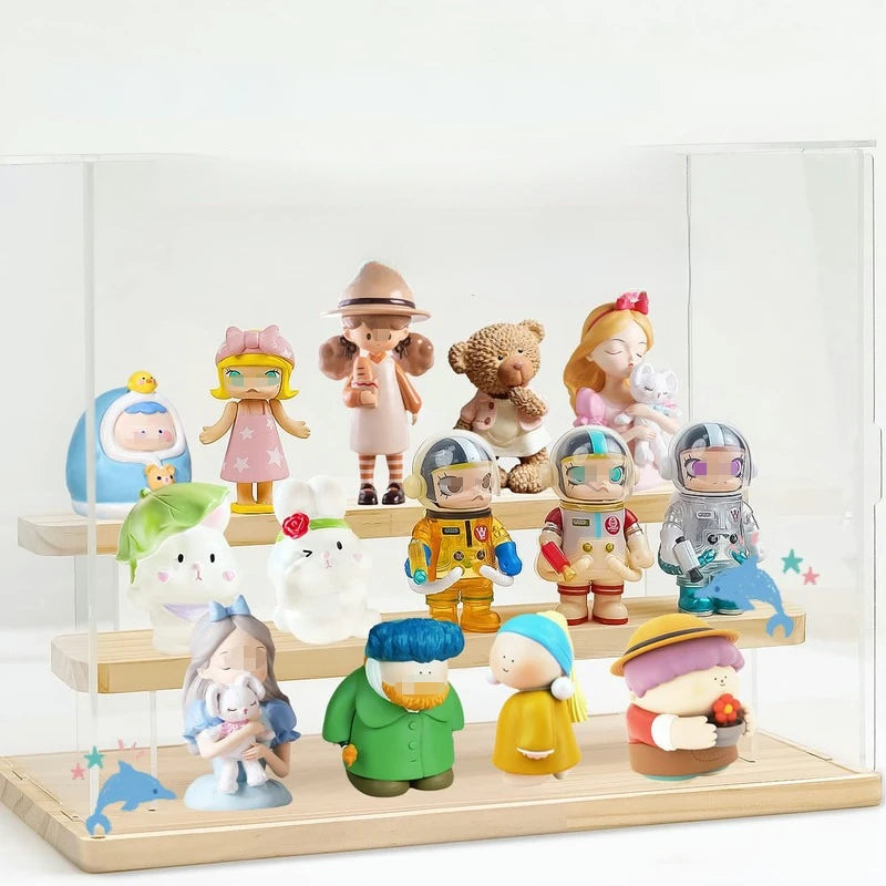 Acrylic Storage Box Blind Box Doll Toys Gift Display Rack Cosmetic Perfume Storage Shelf Home Decor Organizer Stand 2-4 Tiers