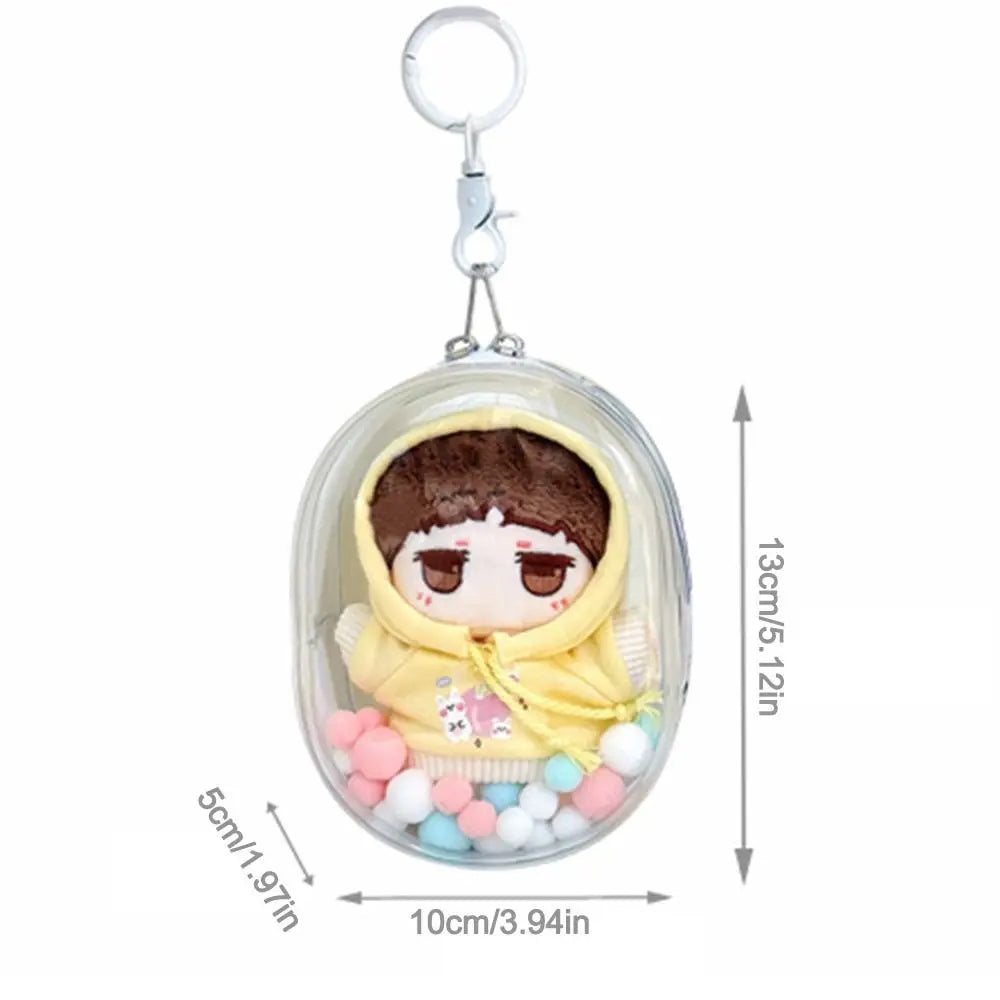 Clear PVC Protective Bag For 10CM Cotton Doll Portable Organizer Box Storage Pouch Keychain Bag Dustproof Box Doll Bag