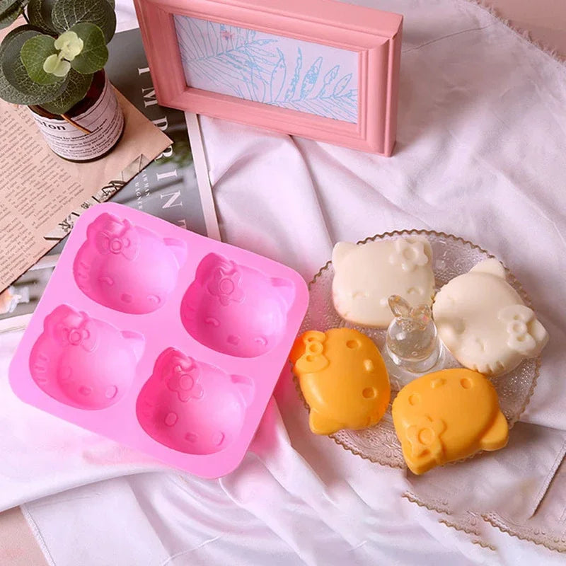 Kawaii DIY Sanrio Hello Kitty My Melody Kuromi Cinnamoroll Cookie Chocolate Baking Tool Cartoon Silicone Ice Block Mold Set