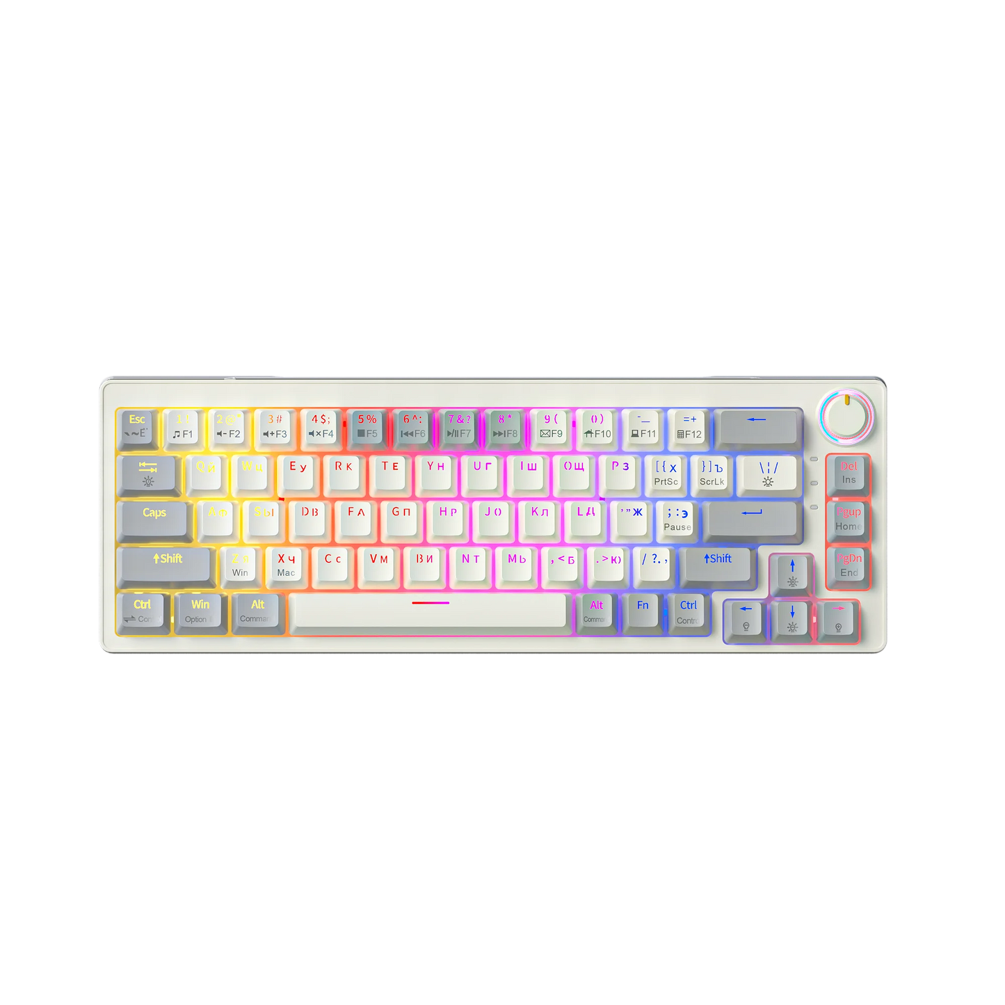 FuryCube ZA68 Pro(EN/RU)  68 Keys Mechanical Keyboard Hot Swappable 3 Modes PBT RGB 65% Gaming Keyboards Linear Switch