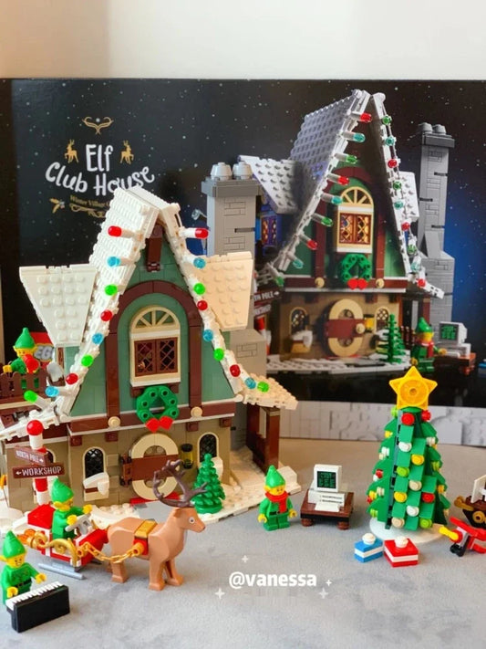 In stock Creative Expert 10275 Winter Village Club House Santa Sleigh Christmas Tree Building Blocks For Boy Christmas Present