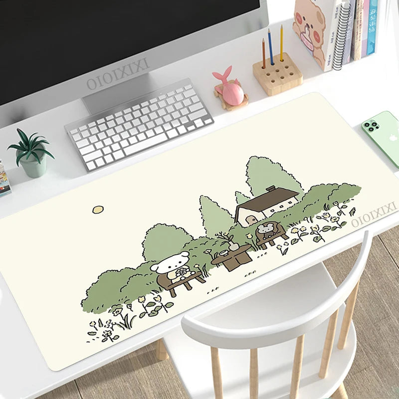 Cute Rabbit Green Anime Mouse Pad Gaming XL Large Home HD Mousepad XXL keyboard pad Office Soft Non-Slip Carpet PC Mice Pad