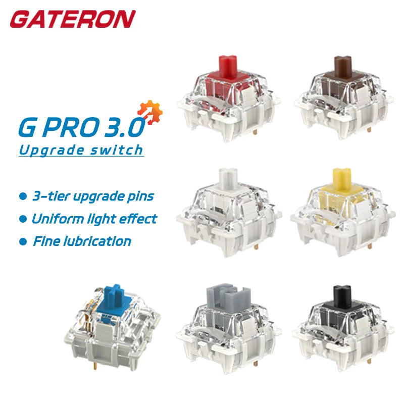 GATERON G Pro V3 3.0 Pro Switch 3pin for Mechanical Keyboard Pre Lubed RGB Linear Tactile White Yellow Red Silver Brown MX Axis