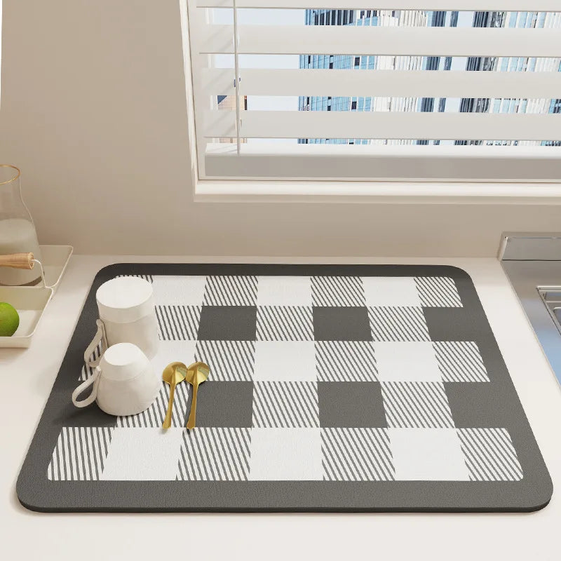 Kitchen	Water	Absorbent	Pad	Diatomite	Drying	Dishes	Drain	Mat	Sink	Countertop	Protector	Placemat	for	Bathroom	Mat