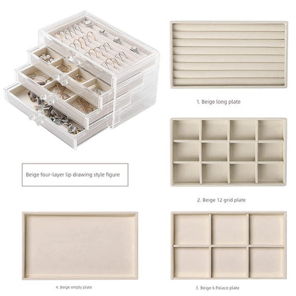 Beige Acrylic Jewelry Box Stud Earrings Earring Ring Necklace Bracelet Ornament Storage Box Jewellery Box