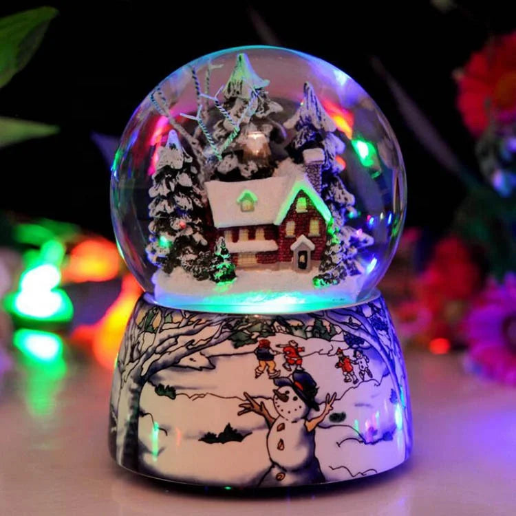 Custom animated Led lighted house Christmas spinning water globe