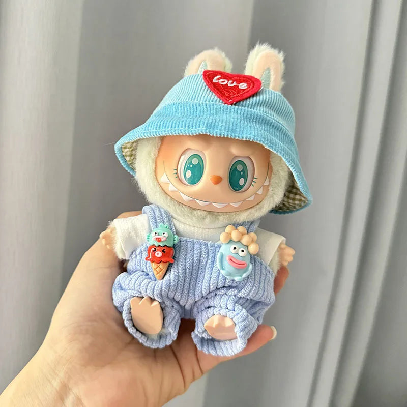 17cm Labubu I II Idol Dolls Cute Mini Plush Doll'S Clothes Korea Kpop Exo Idol Dolls DIY Accessories Pink Skirt Gifts New Style