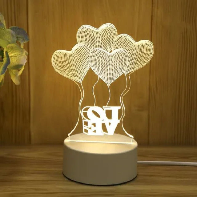 Romantic Love 3D Lamp Kids Led Night Lights Children's Table Lamp Christmas Neon Sign Lights Valentine's Day Birthday Gifts