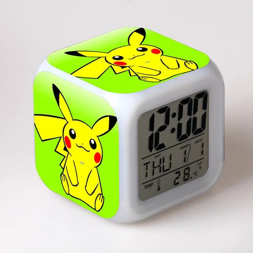 Pokemon Pikachu LED Glowing Alarms for Children Bedroom Decoration Kids Digital Glowings Alarm Clock Desk Decor Christmas Gift