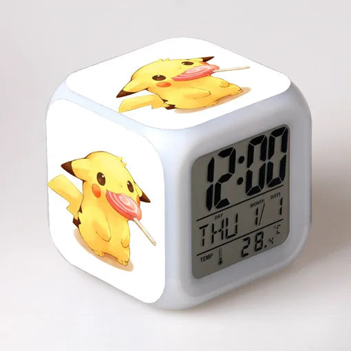 Pokemon Pikachu LED Glowing Alarms for Children Bedroom Decoration Kids Digital Glowings Alarm Clock Desk Decor Christmas Gift