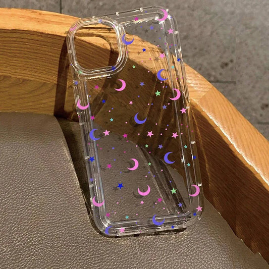 For Xiaomi Redmi Note 13 Pro 4G Case Redmi Note 10 12 11 Pro Plus 5G 9S 10S 11S 12S 12C 13C 4G Case Moon Stars Print Clear Cover