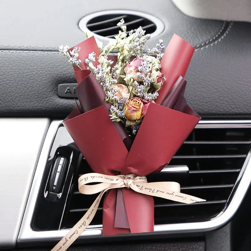 Car Dried Flower Bouquet Car Fragrance Air Outlet Dried Flower Mini Valentine's Day Gift Car Fragrance Bouquet Lucky Decoration