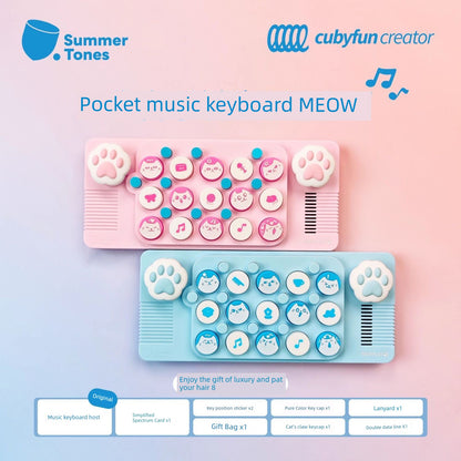 Pocket Music Keyboard Meow Cat Cat Paw Pink Blue Electronic Keyboard MIDI Piano Light Meet Christmas Gift