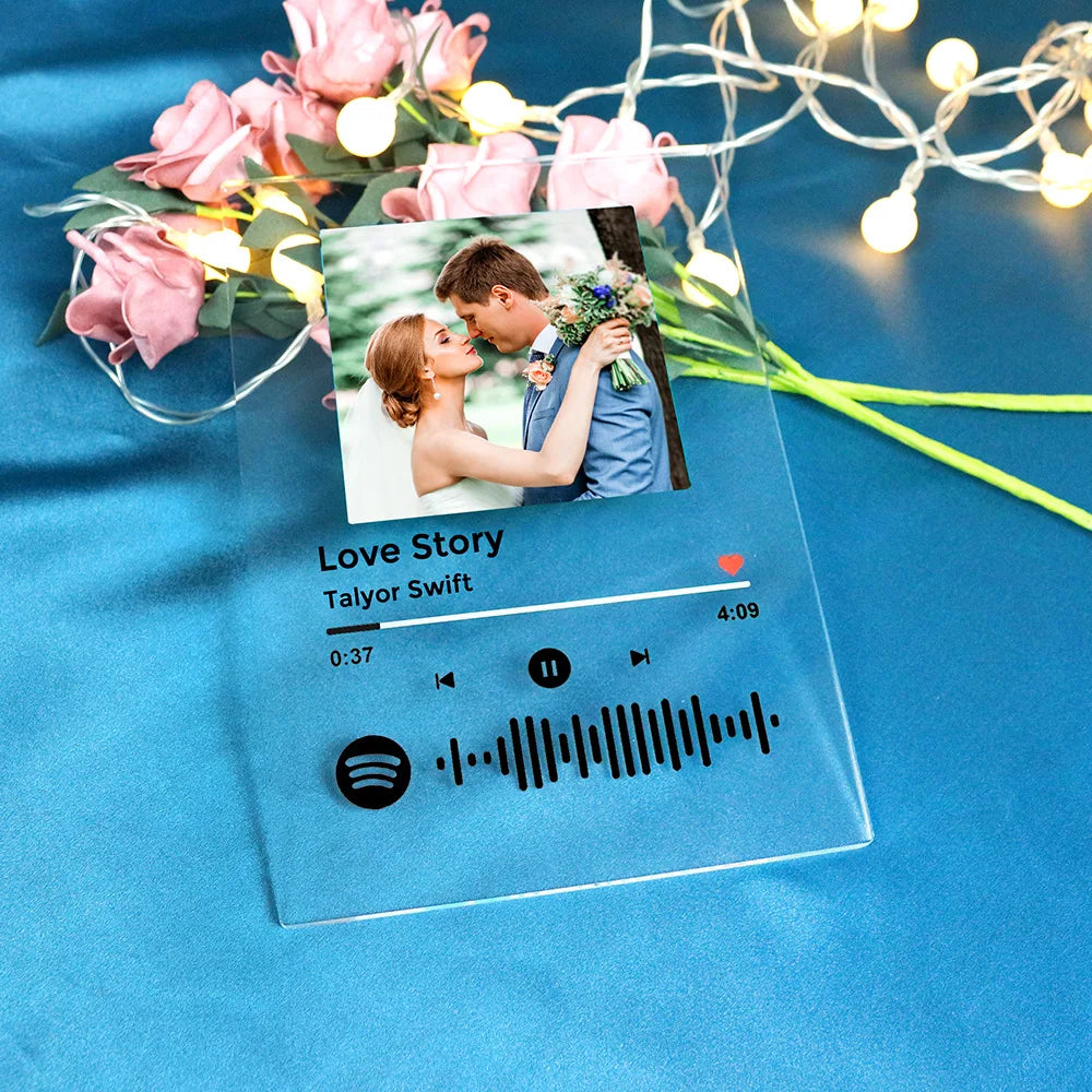 Personalized Spotify Music Acrylic Board With Light Base Custom Personal Photo Song Singer Name Night Lamp Girls Valentine Gift