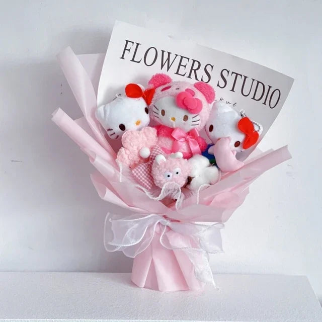 Sanrio Bouquet Cartoon Cinnamoroll Melody Kuromi With Graduation Hats Handmade Cute Anime Valentine's Day Graduation Girls Gift