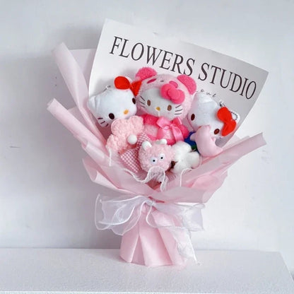 Sanrio Bouquet Cartoon Cinnamoroll Melody Kuromi With Graduation Hats Handmade Cute Anime Valentine's Day Graduation Girls Gift