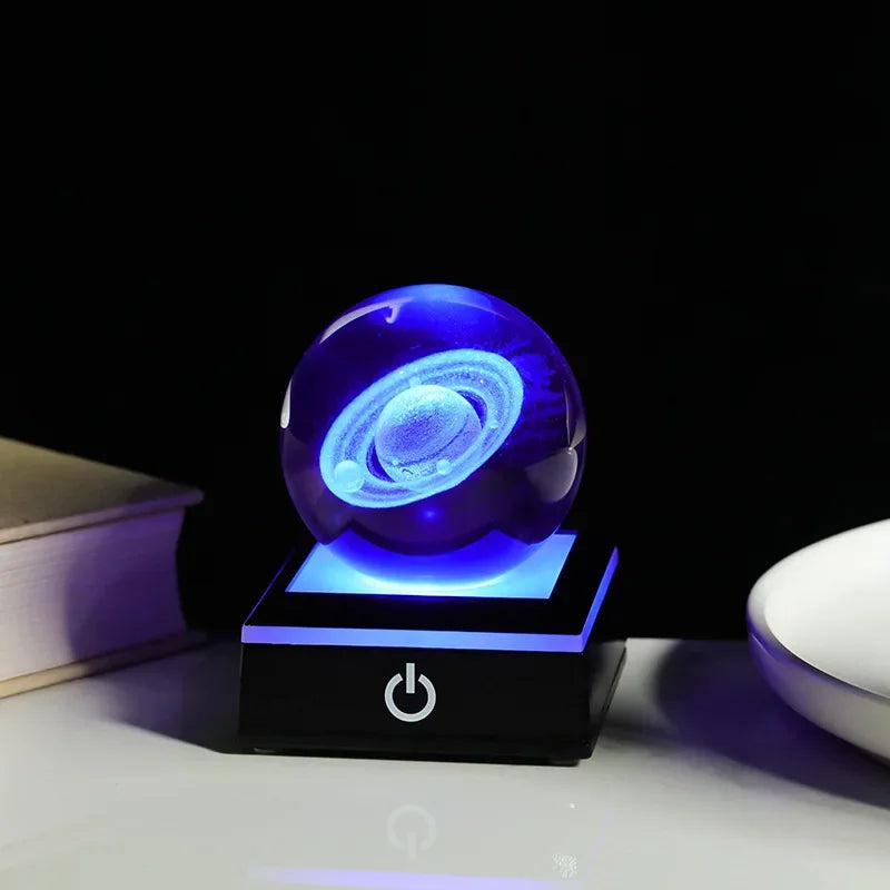 Crystal Ball Night Lights Glowing Planet Galaxy Astronaut 3D Moon Table Lamp USB Atmosphere Lamp Tabletop Decorations Kids Gifts