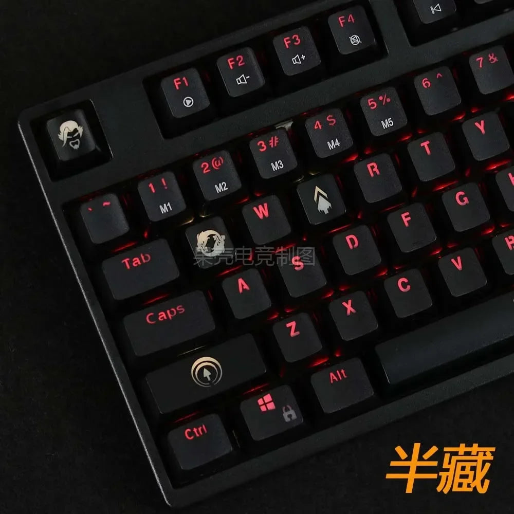 4 pcs/set keysets backlight OW key caps ABS etched  Keycap shine-through for Overwatch gamer Mechanical Keyboard ANSI black