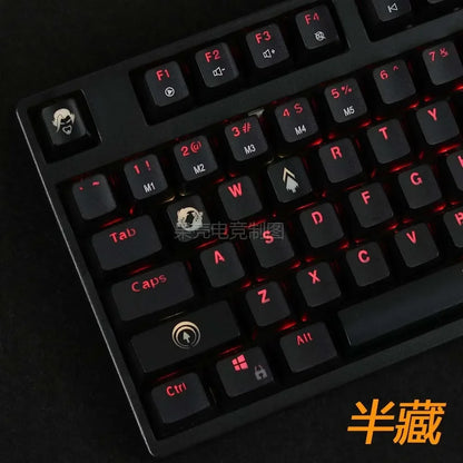 4 pcs/set keysets backlight OW key caps ABS etched  Keycap shine-through for Overwatch gamer Mechanical Keyboard ANSI black