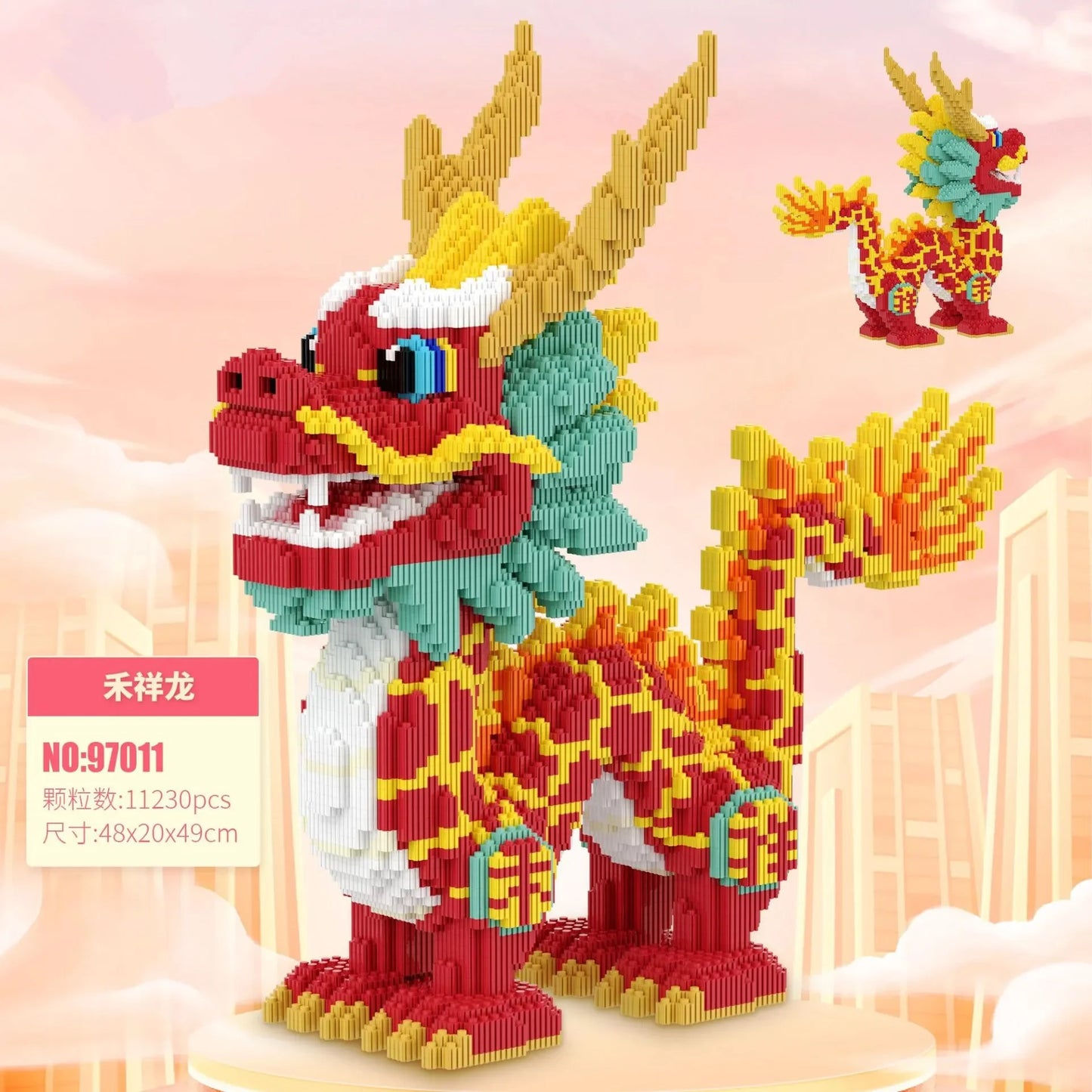 86cm Big Scary Clowns Magic Building Block Fashion Skeleton Man Model Toy Kawaii Dragon Assembled Bricks Figure For Kids Gift