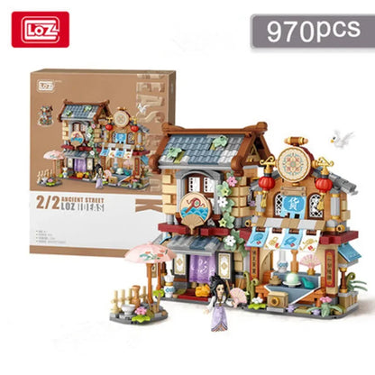 LOZ Creative Folded StreetView Grocery Store Post Station Building Bricks DIY Mini Chinese Style Puzzle Girls Gifts Children Toy