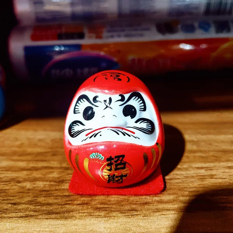 Japanese Ceramic Daruma Crafts Cartoon Lucky Cat Fortune Ornament Landscape Home Decor Accessories Gifts Living Room Decoration