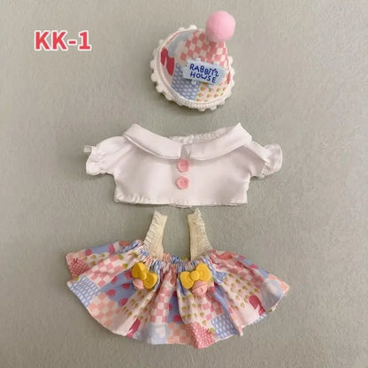 20cm doll replacememt clothes for 17cm Labubu outfit cotton doll cute and sweet Lolita dress  small skirt