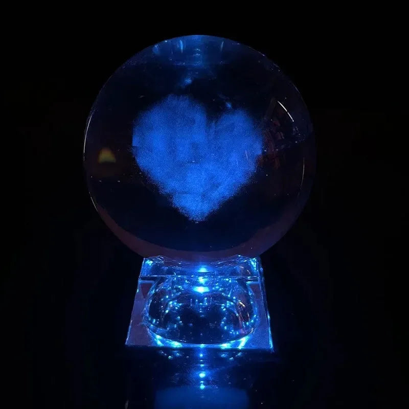 LED Crystal Ball 3D Solar System Planets Crystal Ball Glass Ball Home Decoration Valentine's Day Gift Ornament