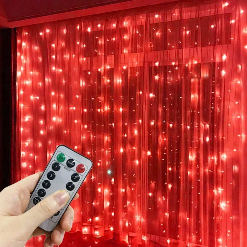 6/4/3M LED Curtain Lights with USB 8 Modes Remote Control,for Christmas,Wedding Party,Wall,Home Window,Fairy Garden Decorations