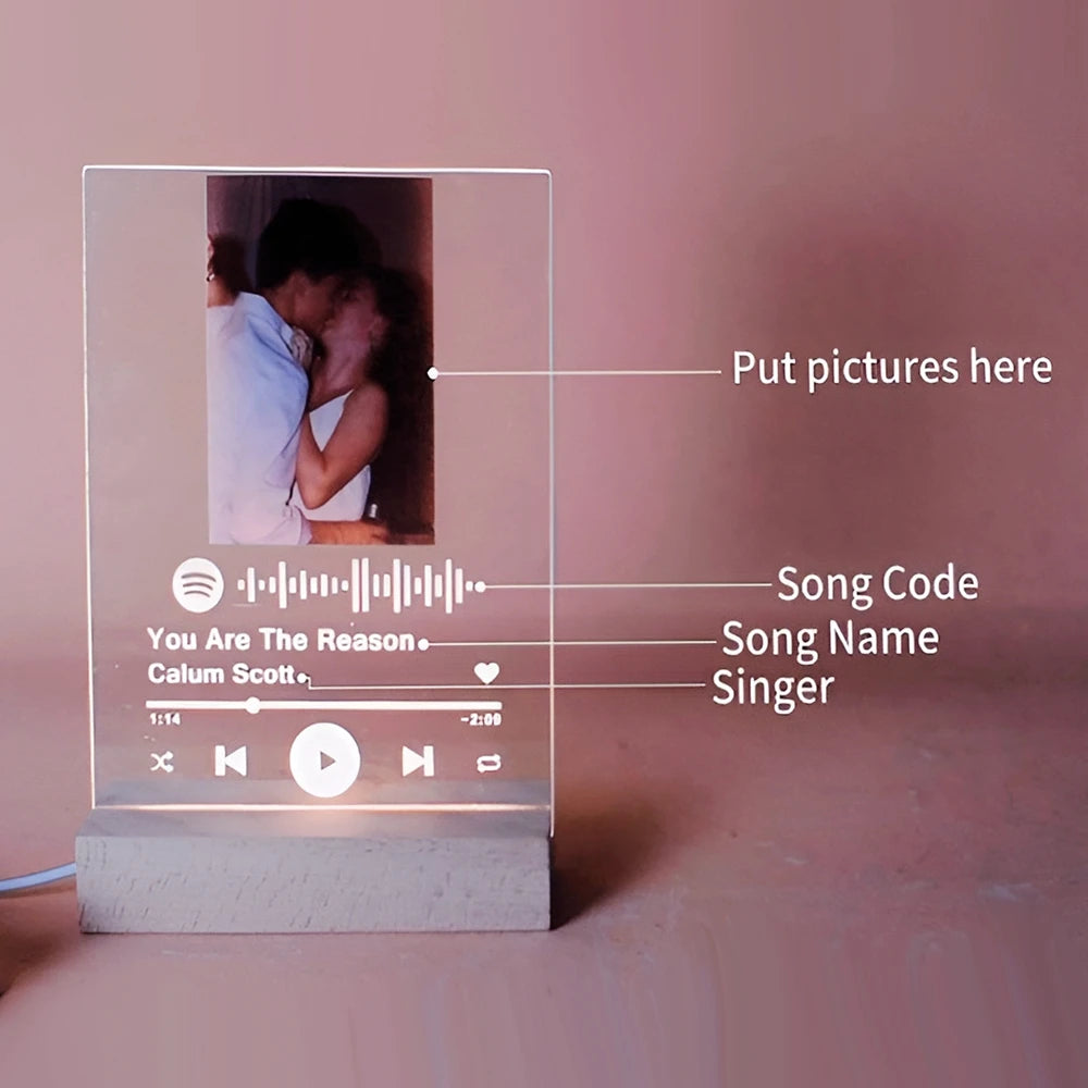 Personalized Photo Custom Lamp Creative Music Album Night Light Desktop Decoration for Girlfriend and Boyfriend Valentines Gift