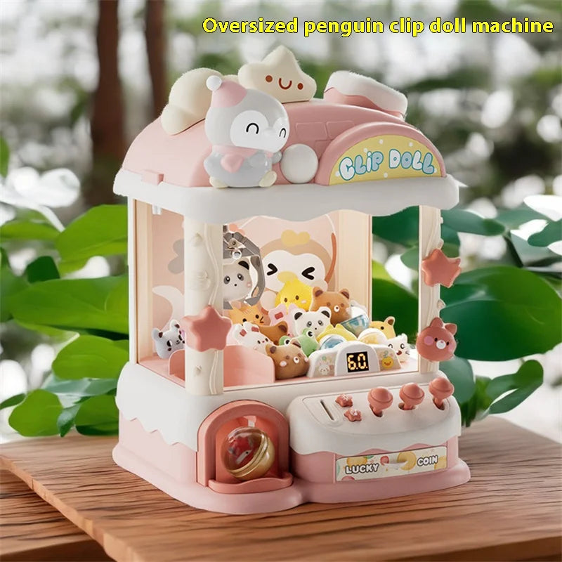 Home Doll Grasping Machine with Random Doll Home Doll Grasping Machine Cartonn Rabbit Penguin Crane Doll Machines Gift for Kids